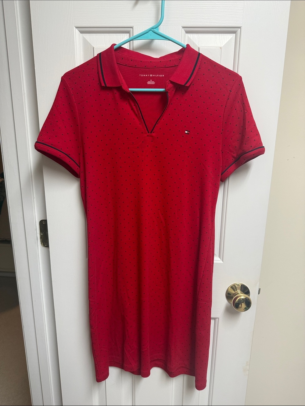 Tommy Hilfiger Red Polo Dress with Micro Dot Detail